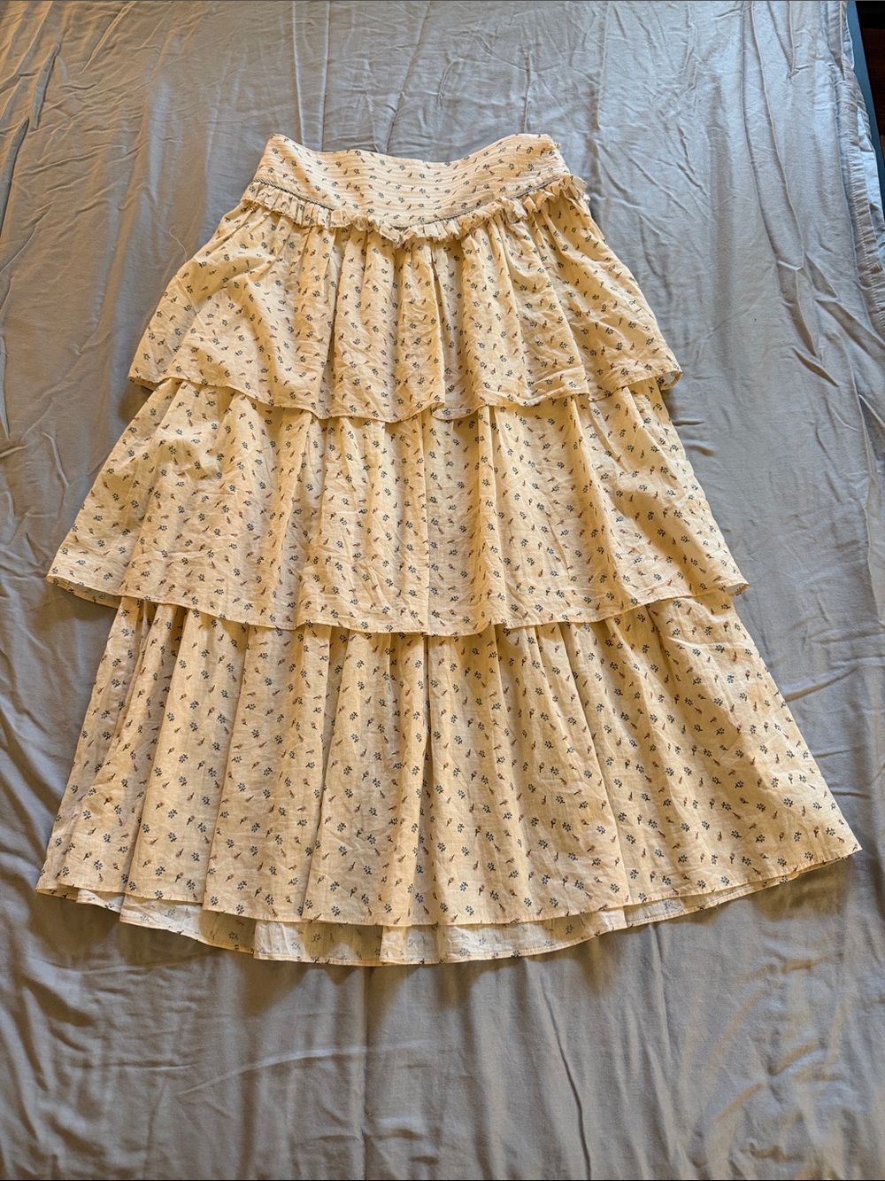 Christy Dawn Elise Skirt Tiered Cream Floral Small cream daffodil